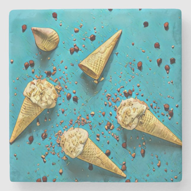 Posavasos De Piedra Conos de gofre de helado (Anverso)