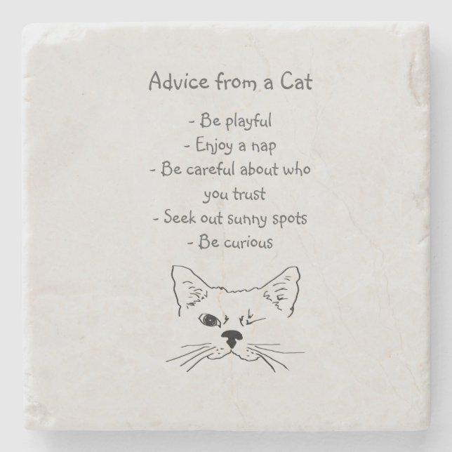 Posavasos De Piedra Consejos del humor animal del gato enrollado (Anverso)