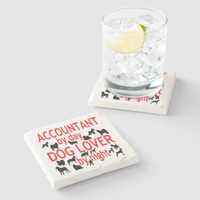 Posavasos De Piedra Contador de Perro Lover en rojo (Lateral)