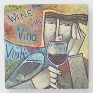 Posavasos De Piedra Contemporary Cubist Wine Art Marble Coaster