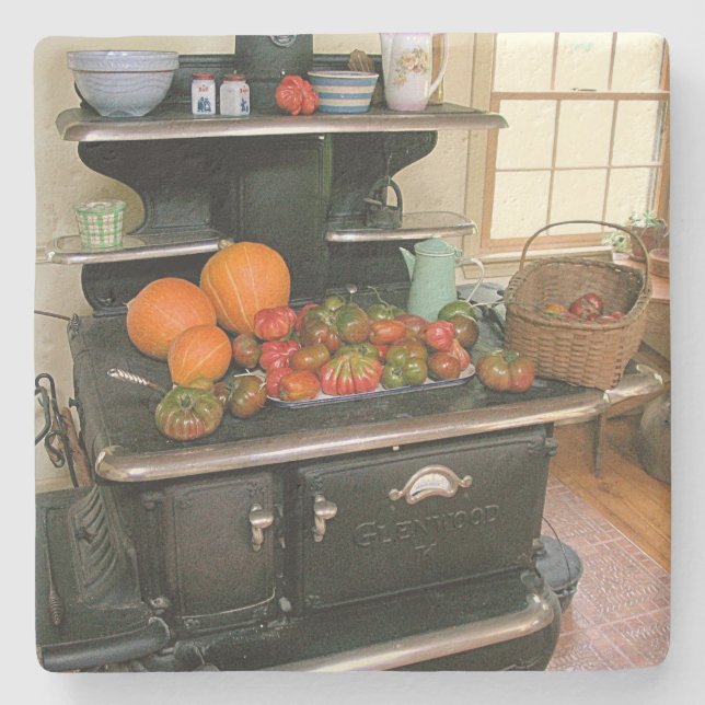 Posavasos De Piedra Cookstove de madera de campo (Anverso)