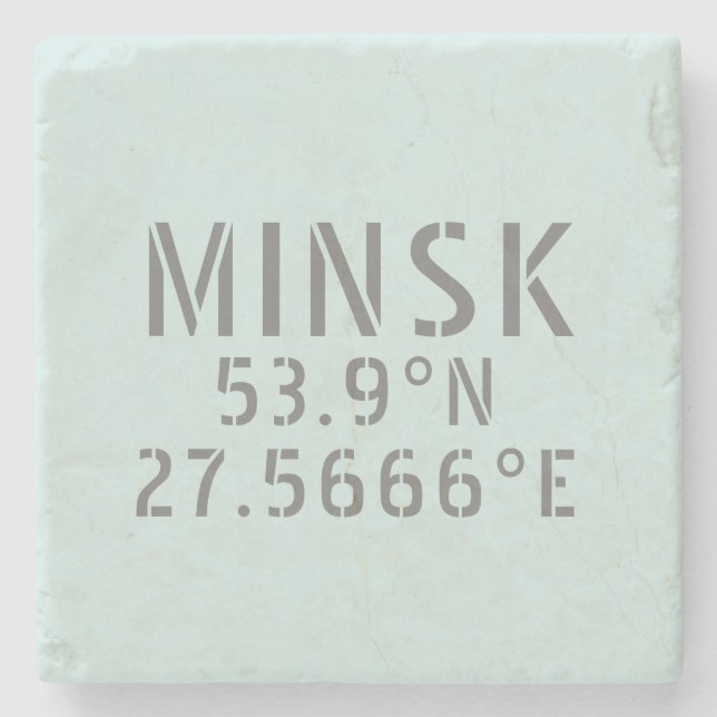 Posavasos De Piedra Coordenadas de longitud de minsk Latitude (Anverso)