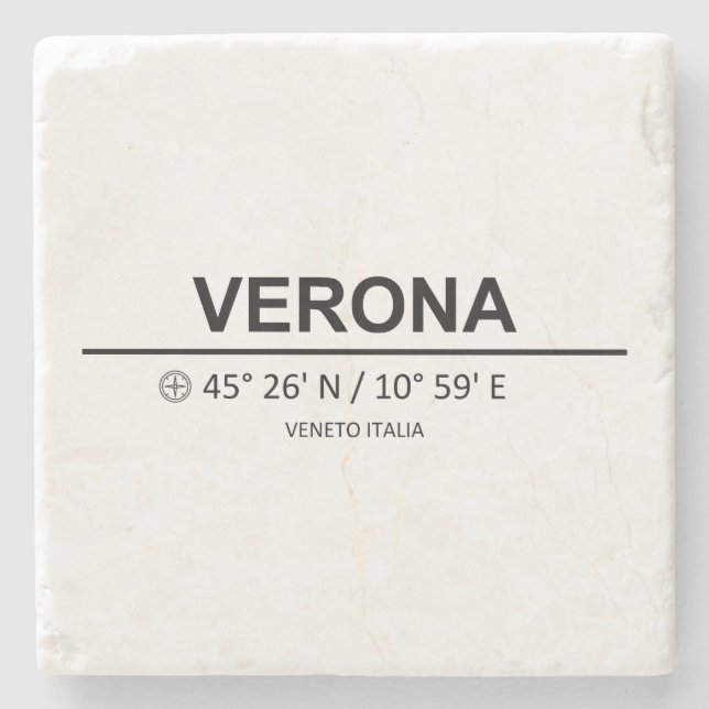 Posavasos De Piedra Coordenadas Verona (Anverso)