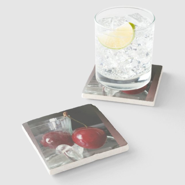 Posavasos De Piedra Copa de cerezas (Lateral)