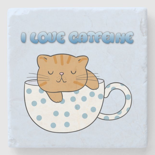 Posavasos De Piedra Copa Kawaii de Cat-Feine (Anverso)
