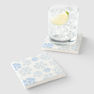 Posavasos De Piedra Copo de nieve azul y blanco