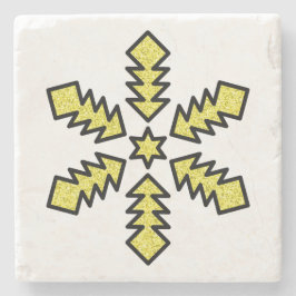 Posavasos De Piedra Copo de Nieve Brillante - Estrella Amarilla