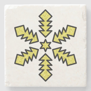 Posavasos De Piedra Copo de Nieve Brillante - Estrella Amarilla