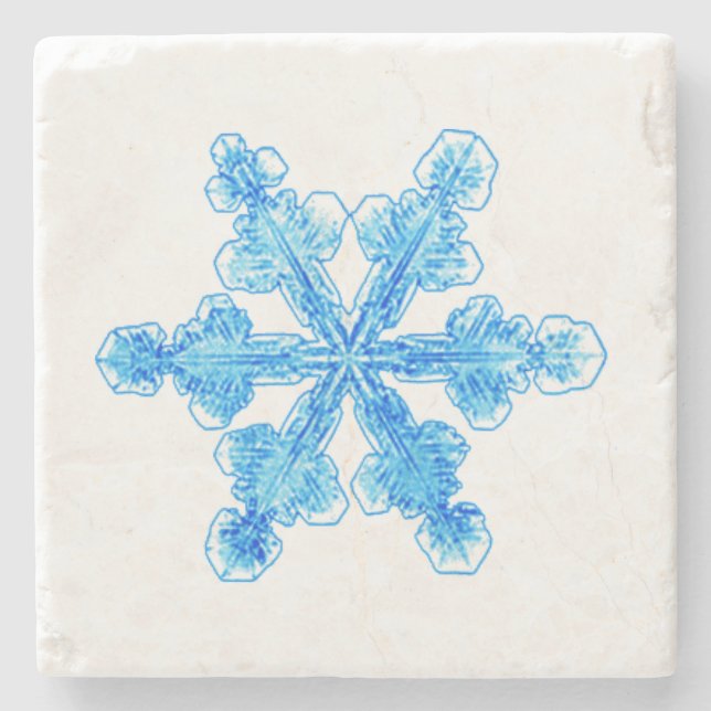 Posavasos De Piedra Copo de nieve de invierno azul (Anverso)