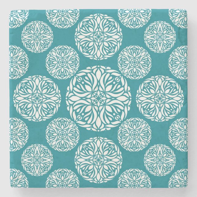 Posavasos De Piedra Copo de nieve floral del invierno (Anverso)