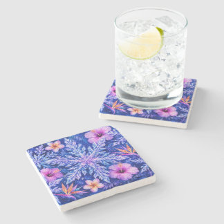Posavasos De Piedra Copo de Nieve Invernal Tropical