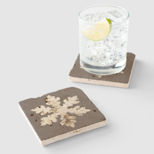 Posavasos De Piedra Copo de nieve marrón blanco de abedul invernal rús