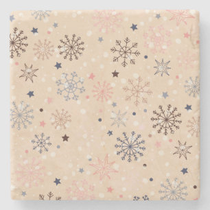 Posavasos De Piedra Copos de nieve neutrales de invierno