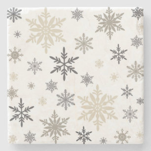 Posavasos De Piedra copos de nieve vintage modernos
