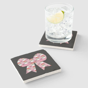 Posavasos De Piedra Coquette Navidad Lazo Rosa Santa Antiguo Retro 
