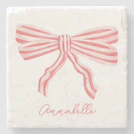 Posavasos De Piedra Coquette Pink Striw Bow