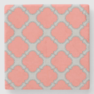 Posavasos De Piedra Coral de quatrefoil y gris
