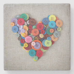 Posavasos De Piedra Corazón colorido de los botones