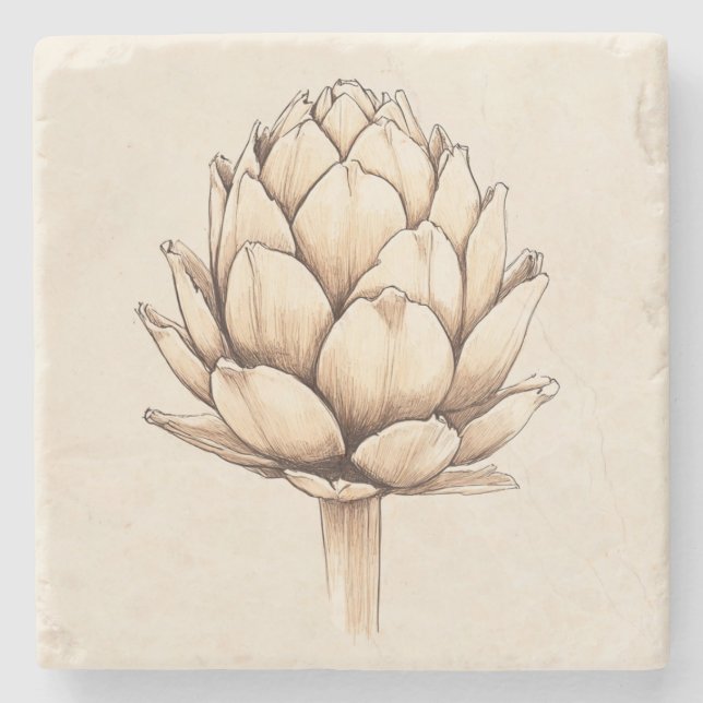 Posavasos De Piedra Corazón de Alcachofa (Anverso)