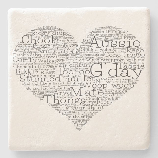 Posavasos De Piedra Corazón de argot australiano (Anverso)