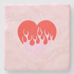Posavasos De Piedra Corazón de Fuego