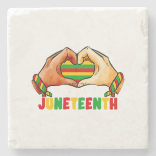 Posavasos De Piedra Corazón de Juneteenth