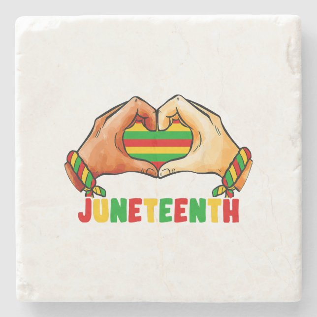 Posavasos De Piedra Corazón de Juneteenth  (Anverso)