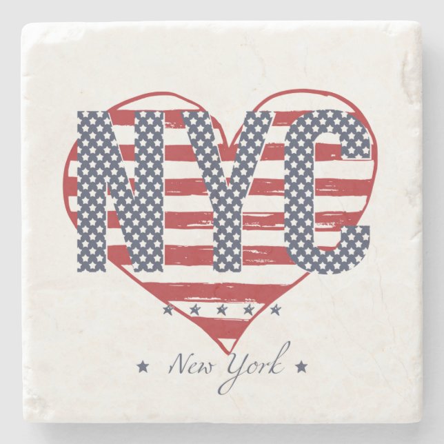 Posavasos De Piedra Corazón de la bandera americana de NYC (Anverso)