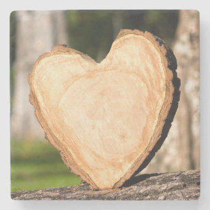 Posavasos De Piedra corazón de madera