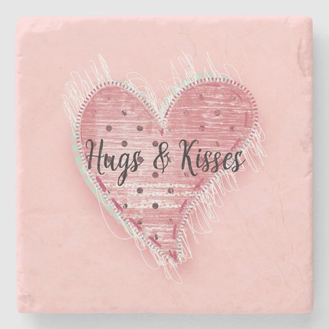 Posavasos De Piedra Corazón punteado (Anverso)