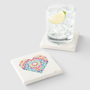 Posavasos De Piedra Corazón Vibrante Tie-Dye