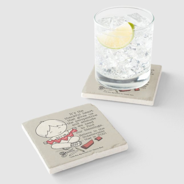 Posavasos De Piedra Corazones agradecidas (Lateral)