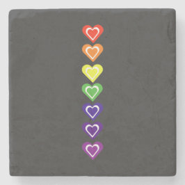 Posavasos De Piedra Corazones arcoíris