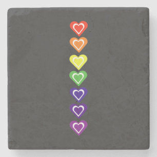 Posavasos De Piedra Corazones arcoíris
