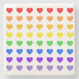 Posavasos De Piedra Corazones arcoiris