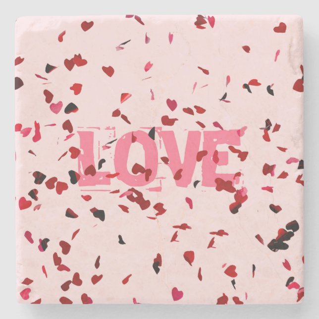 Posavasos De Piedra Corazones de amor (Anverso)