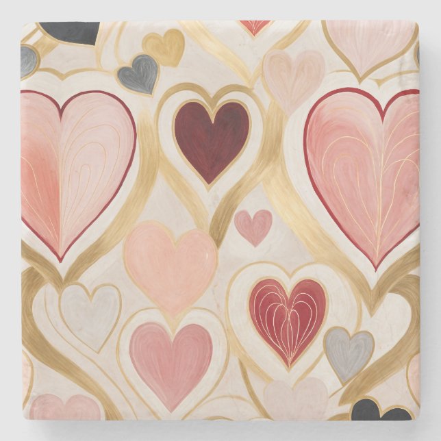 Posavasos De Piedra Corazones de amor (Anverso)