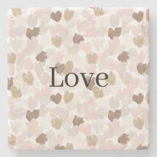 Posavasos De Piedra Corazones de Amor Rosa Crema Rubor