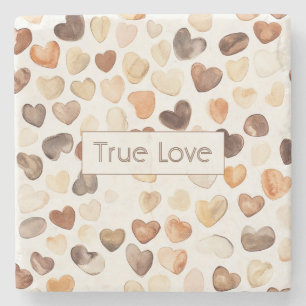 Posavasos De Piedra Corazones de amor verdadero de café con crema