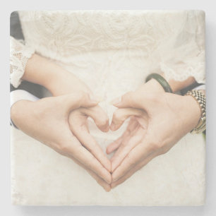 Posavasos De Piedra Corazones en nuestras manos Boda