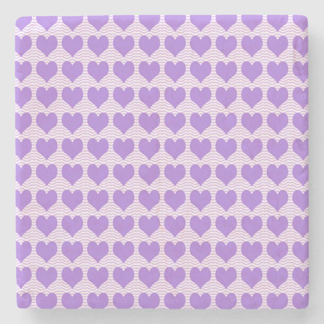 Posavasos De Piedra Corazones púrpuras (Anverso)