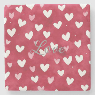Posavasos De Piedra Corazones Rojos Rosados Blancos