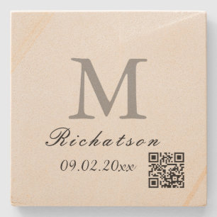 Posavasos De Piedra Cordón QR de arenisca personalizado simple