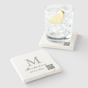Posavasos De Piedra Cordón QR de mármol personalizado simple