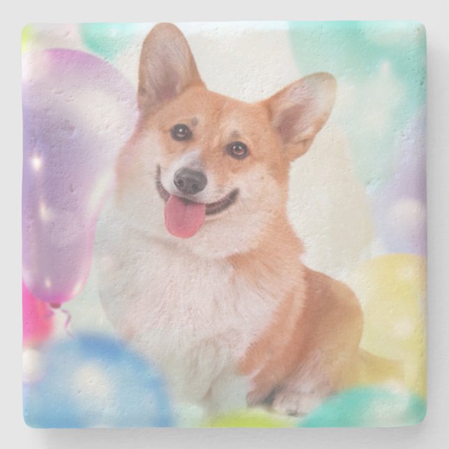 Posavasos De Piedra Corgi del cumpleaños (Anverso)