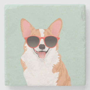Posavasos De Piedra Corgi sonriente lindo Galés del Pembroke para los