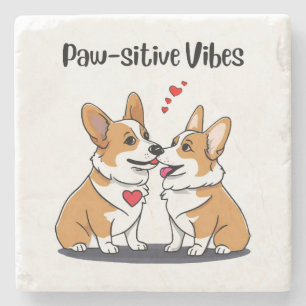 Posavasos De Piedra Corgis Vibes enamorados