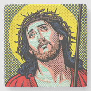 Posavasos De Piedra Corona de Espinas Religiosa Pop Art Puntos de Medi