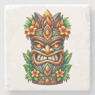 Posavasos De Piedra Corona de Palma Dorada Tiki Soporte de Piedra