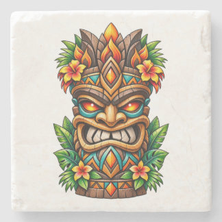 Posavasos De Piedra Corona de Palma Dorada Tiki Soporte de Piedra